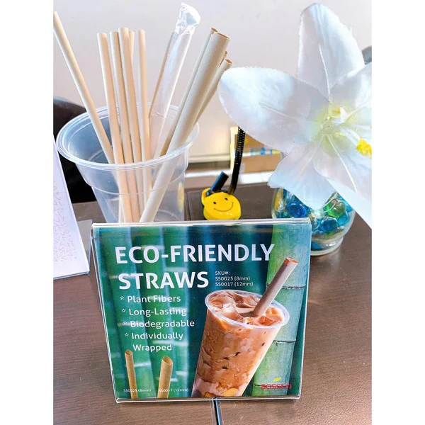 Big Biodegradable Bamboo Straw , Individually Wrapped Paper (12mm x 23cm), - Eco-Friendly - 2000/Case - Image 4