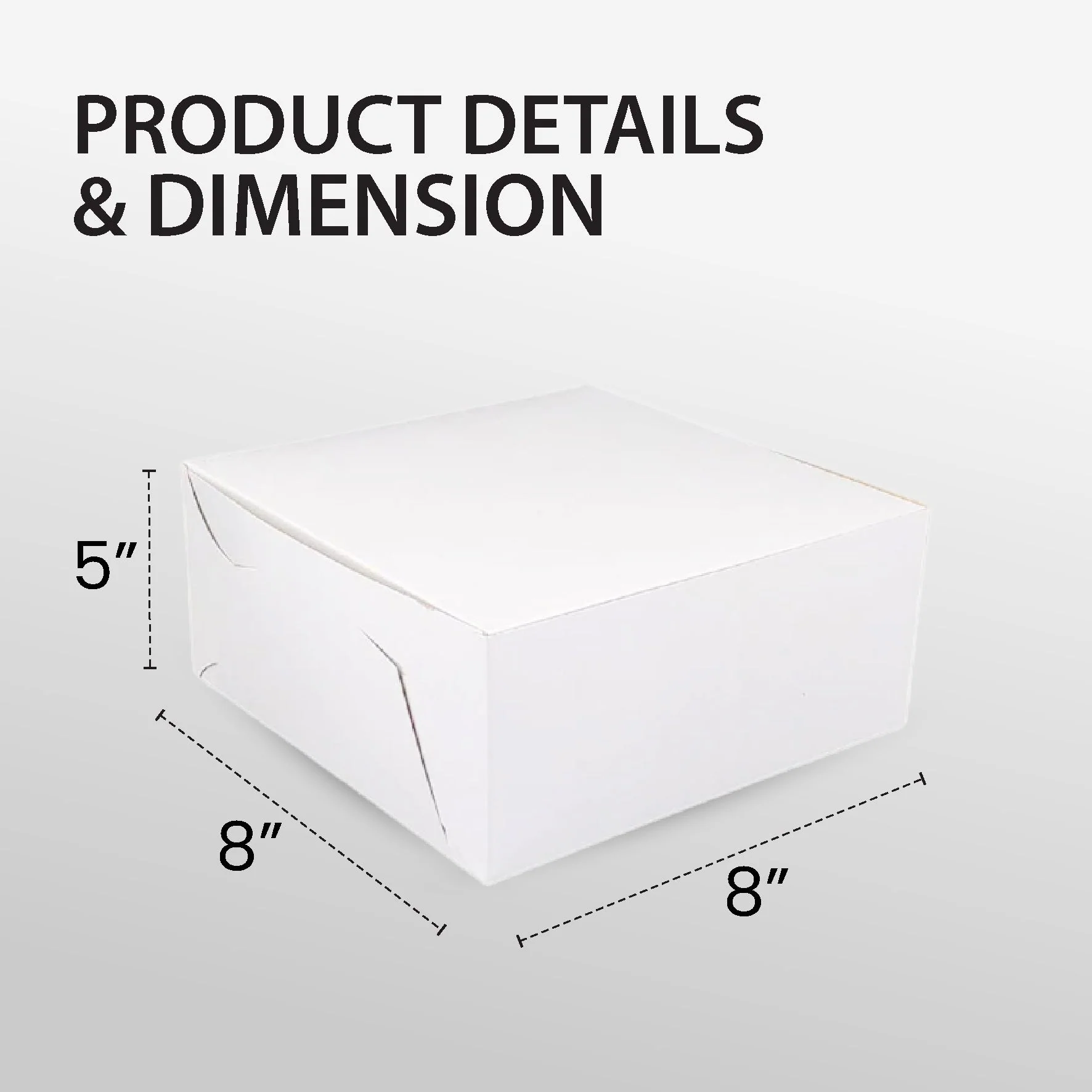 EB - White Cake Boxes - 8x8x5 - Image 2