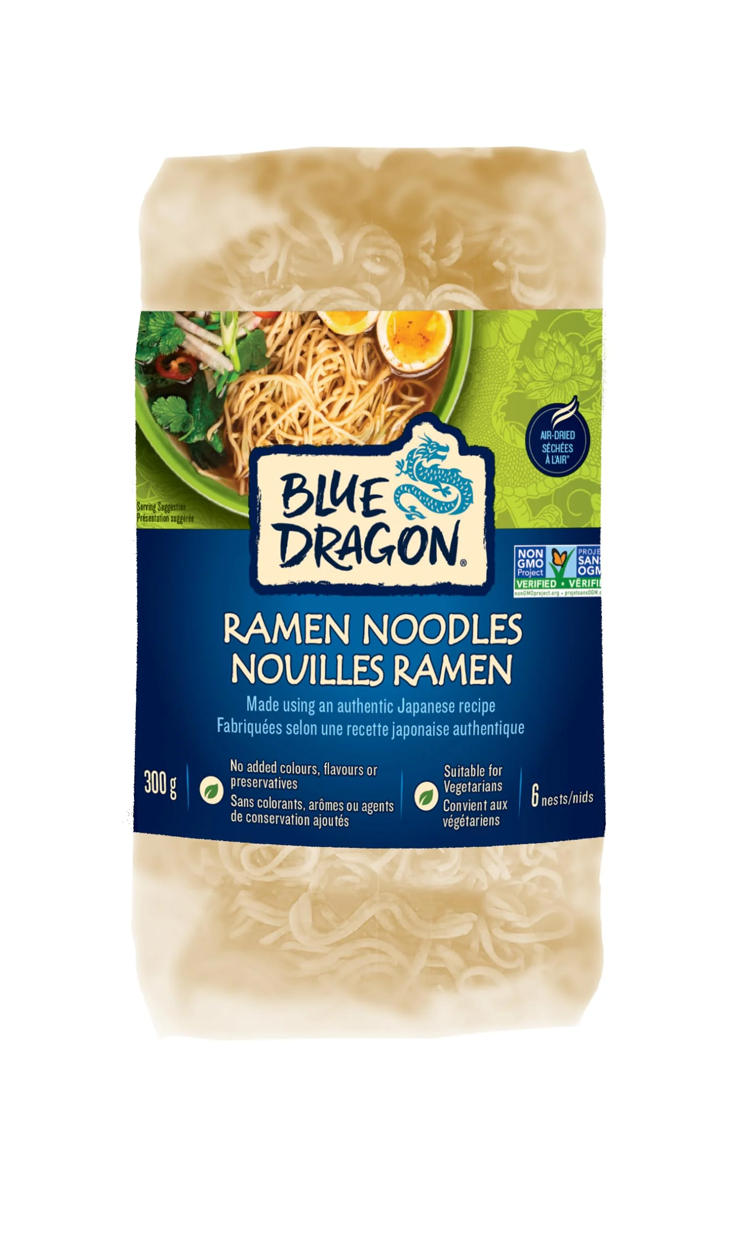 Blue Dragon Ramen Noodles 2 x 300g - Air-Dried, Non-GMO, Traditional Japanese Style - Canadian Distribution - Ships Free Within Canada on Orders Above CAD $199