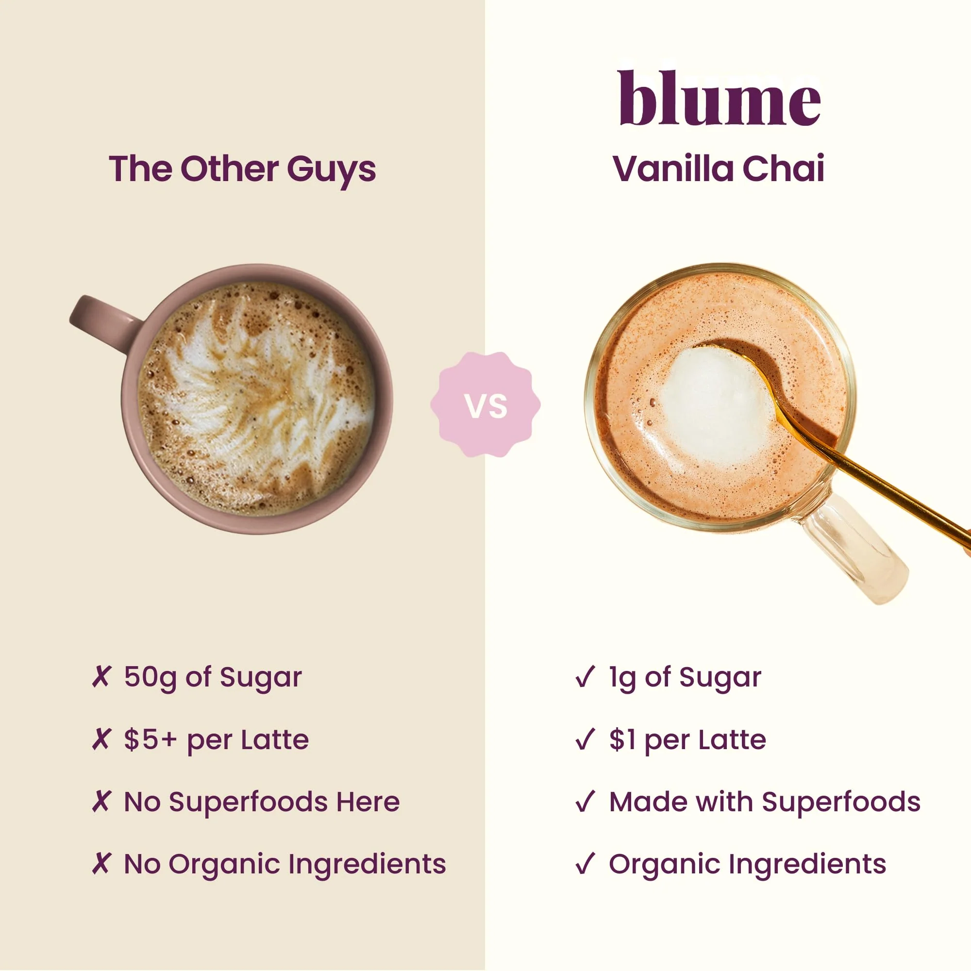 Blume – Superfoods Latte Mix – Vanilla Chai – 25 Servings – Low caffeine vegan - Canadian Distribution - Ships Free Within Canada on Orders Above CAD $199 - Image 4