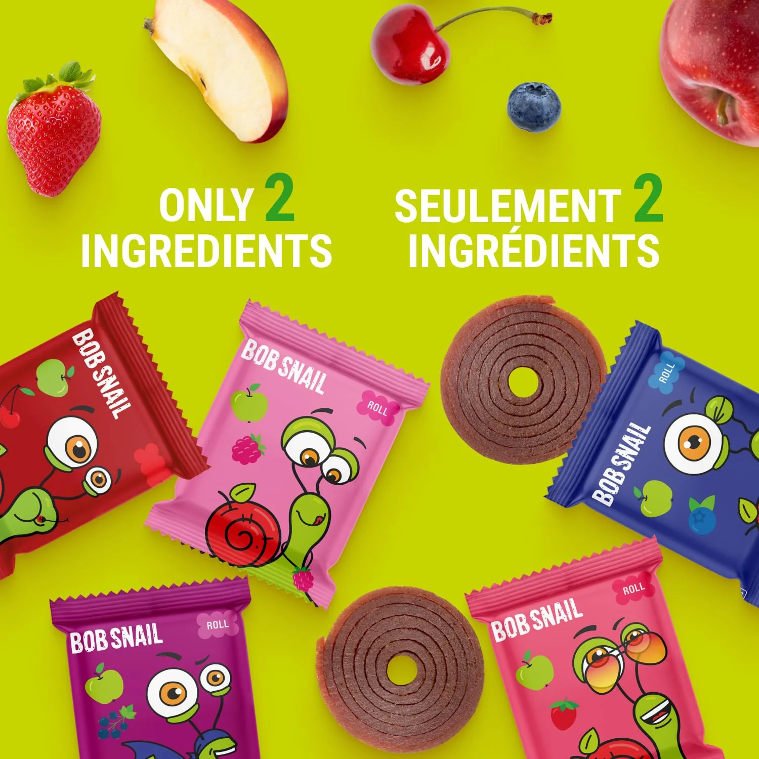 Bob Snail - Fruit Roll Ups - No Added Sugar - Bulk 80 Pieces (800g) - Canadian Distribution - Ships Free Within Canada on Orders Above CAD $199 - Image 3
