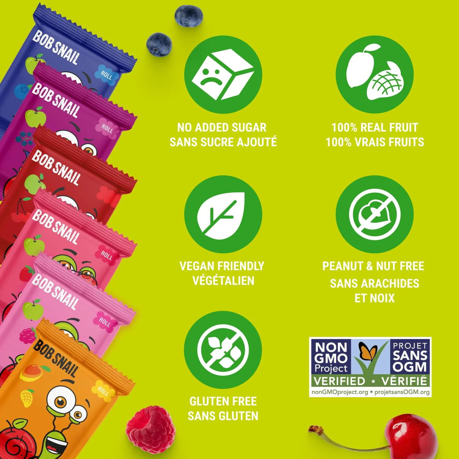 Bob Snail - Fruit Roll Ups - No Added Sugar - Bulk 80 Pieces (800g) - Canadian Distribution - Ships Free Within Canada on Orders Above CAD $199 - Image 4