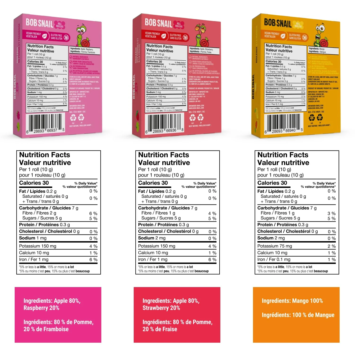 Bob Snail - Fruit Roll Ups - No Added Sugar - Bulk 80 Pieces (800g) - Canadian Distribution - Ships Free Within Canada on Orders Above CAD $199 - Image 5