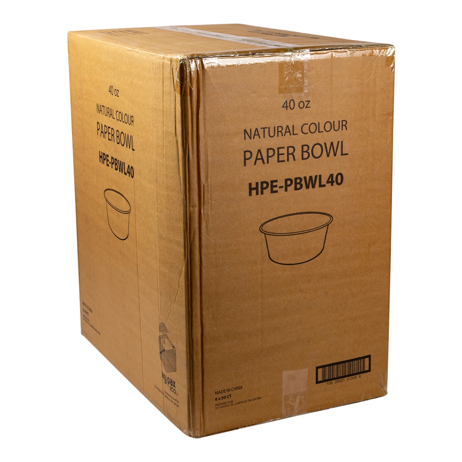Bowl Paper Kraft 40 oz. - 1 x 300 count - Hy-pax - Packaging and Accessories - Restaurant Supplies and Equipment - Canadian Distribution - Image 2