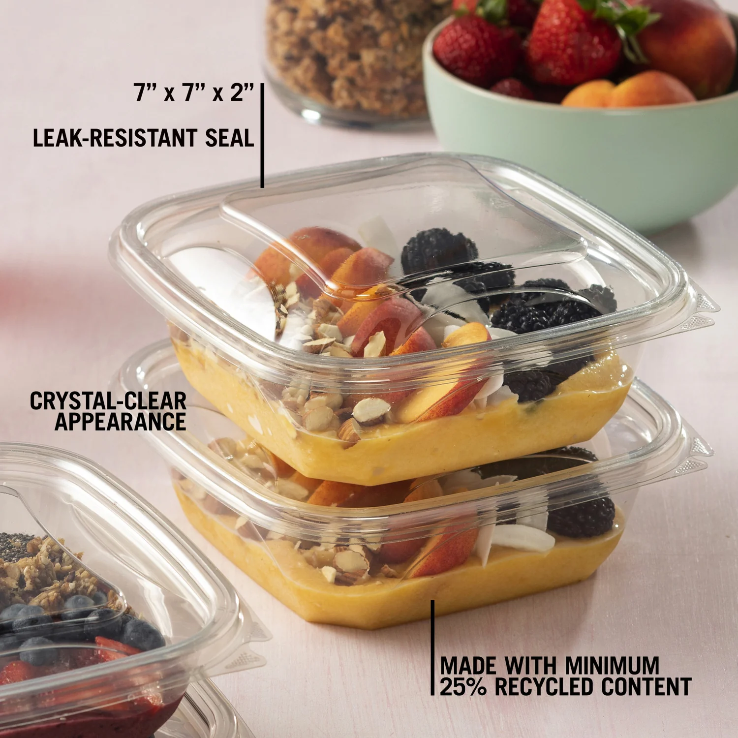 Bowl Plastic Clear Square 32 oz. 7 x 7 - 2 x 150 count - Pactiv Corp - Packaging and Accessories - Restaurant Supplies and Equipment - Canadian Distribution - Image 6