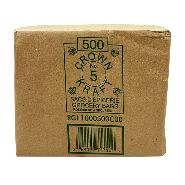 Brown Grocery Bag 5lb - Pack Of 500  - Disposables, Restaurant Packaging and Take-Out Supplies - Canadian Distribution - Ships Free Within Canada on Orders Above CAD $199