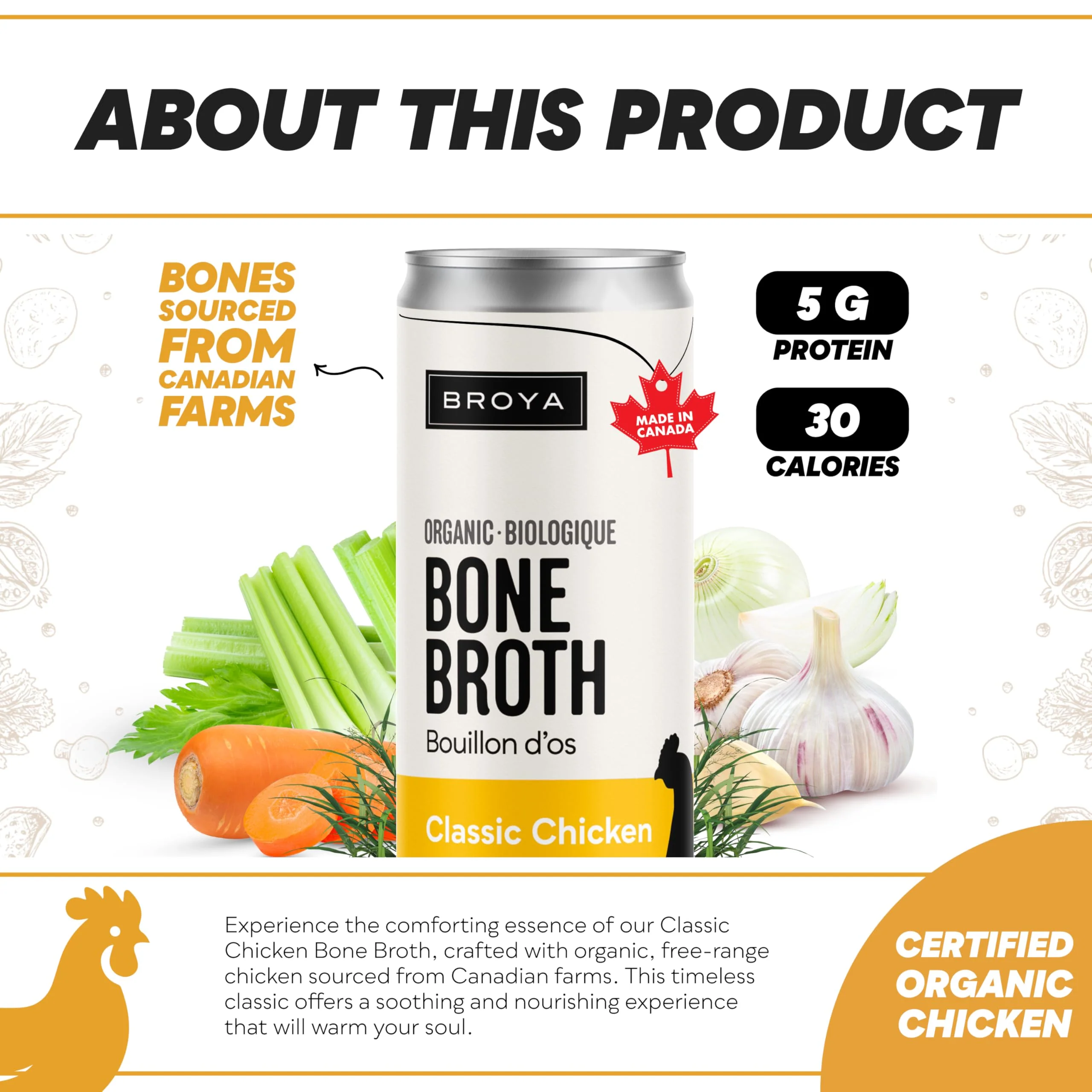 BROYA – Bone Broth – Classic Chicken – 6 × 237mL – Organic Ingredients - Canadian Distribution - Ships Free Within Canada on Orders Above CAD $199 - Image 4