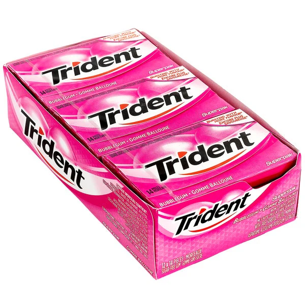 Bubblegum - 48 x Packs of 14 pieces - Trident - Canadian Distribution - Ships Free Within Canada on Orders Above CAD $199