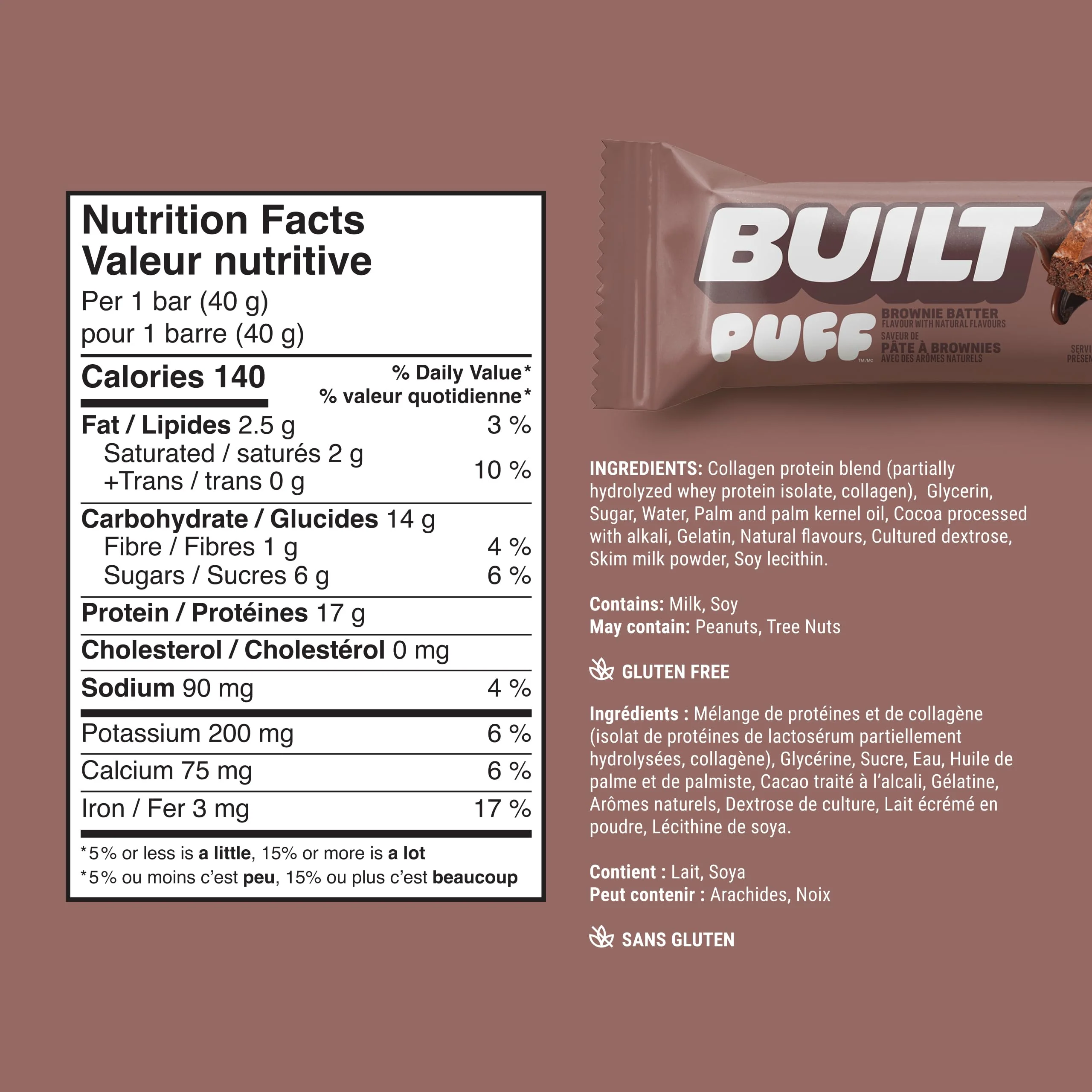 Built Bar Puff Protein Bars – Brownie Batter Flavor (12-Count Box) - Canadian Distribution - Ships Free Within Canada on Orders Above CAD $199 - Image 9