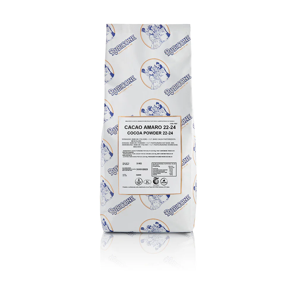 "PRE-ORDER" Cacao Amaro 22-24 - Gelato Bases - Chocolate Bases - Hot Process - Case of 4 x 3 KG bags - Rubicone Canada - Ships Free Within Canada on Orders Above CAD $199