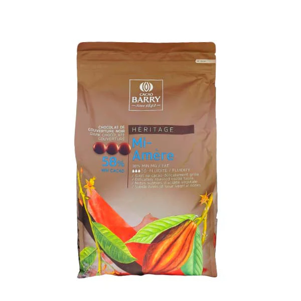 CACAO BARRY - MI AMERE 58% SEMI SWEET CHOCOLATE PISTOLES 4x5 KG - Ships Free Within Canada on Orders Above CAD $199