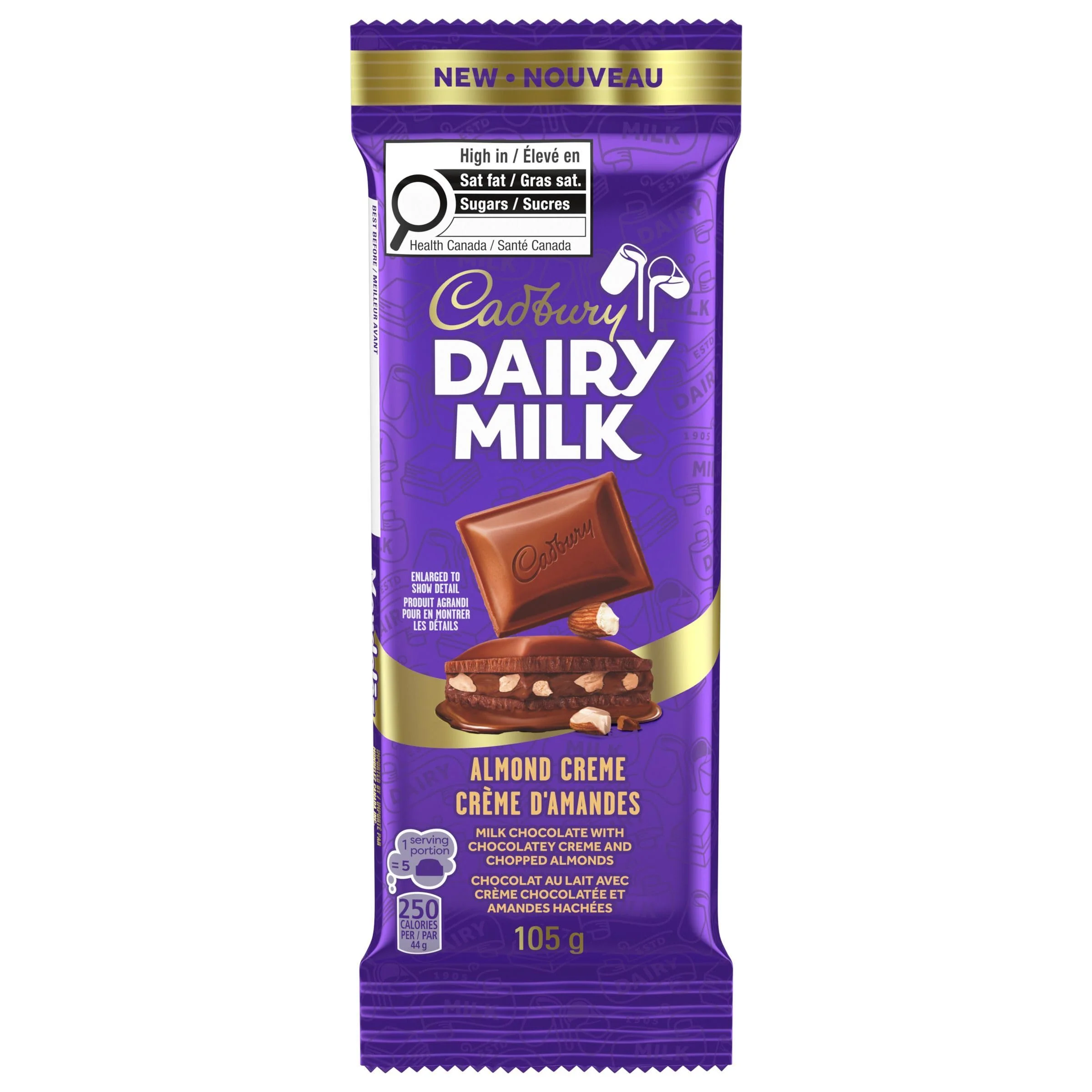 Cadbury Dairy Milk Almond Creme 2 x 105g Chocolate Bar - Canadian Distribution - Ships Free Within Canada on Orders Above CAD $199