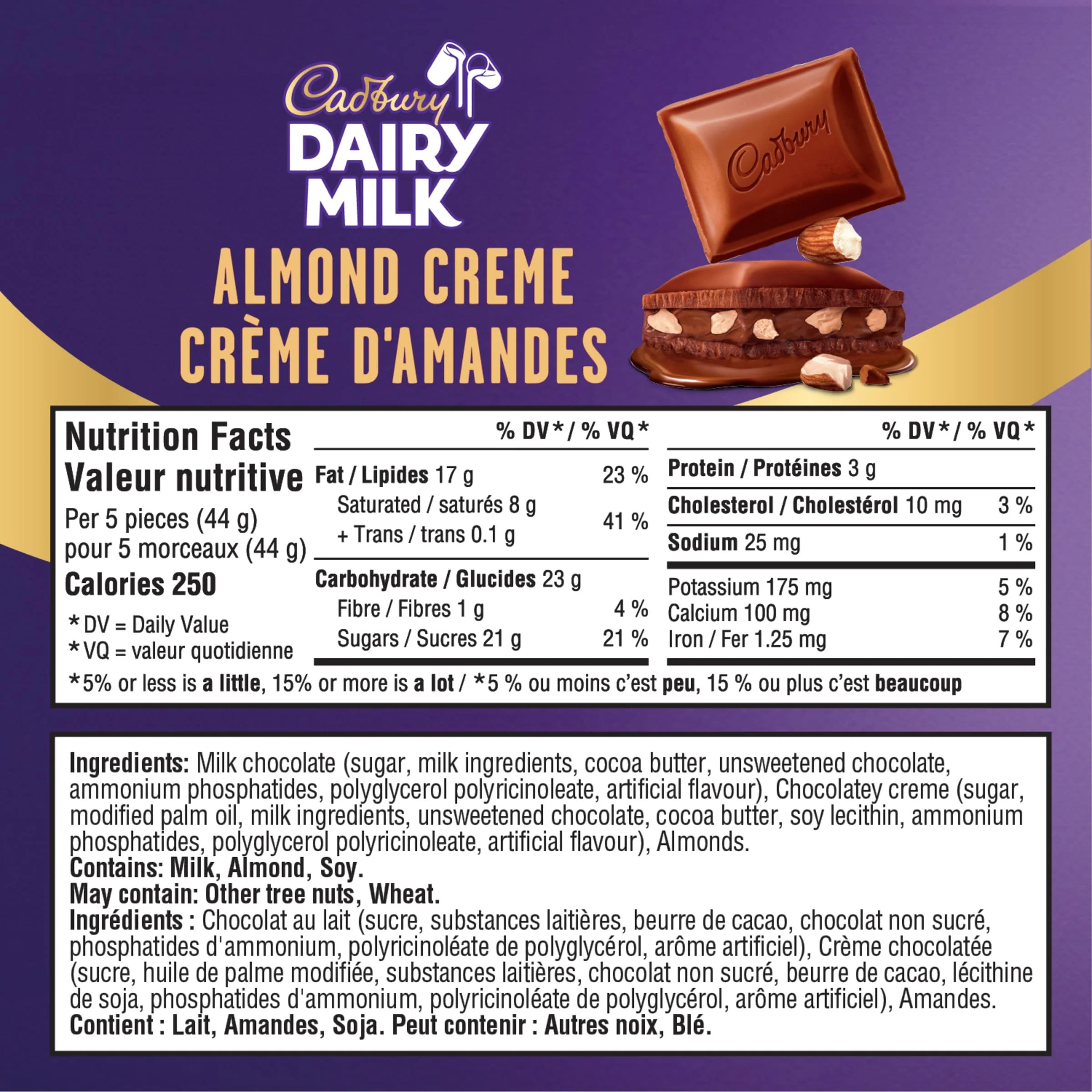 Cadbury Dairy Milk Almond Creme 2 x 105g Chocolate Bar - Canadian Distribution - Ships Free Within Canada on Orders Above CAD $199 - Image 9