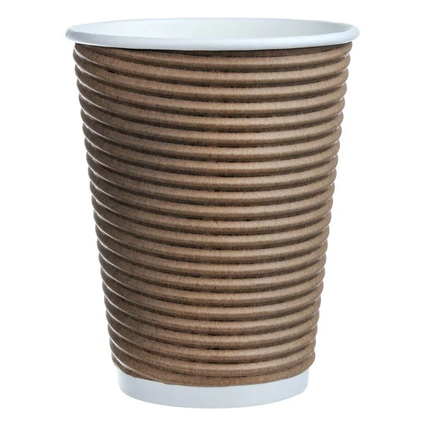 Café Express 10-oz Brown Ripple Hot Cups - 5 packs of 100 - Disposables, Restaurant Packaging and Take-Out Supplies - Canadian Distribution - Ships Free Within Canada on Orders Above CAD $199