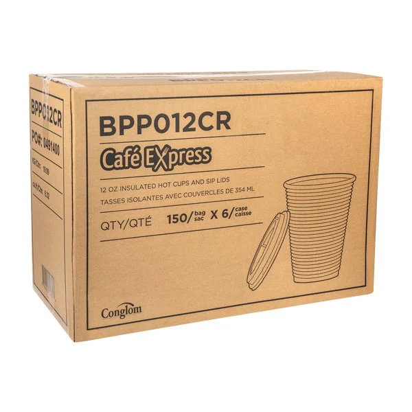 Café Express 12-oz Brown Ripple Hot Cups and Lid - Pack of 150  - Disposables, Restaurant Packaging and Take-Out Supplies - Canadian Distribution - Ships Free Within Canada on Orders Above CAD $199 - Image 3