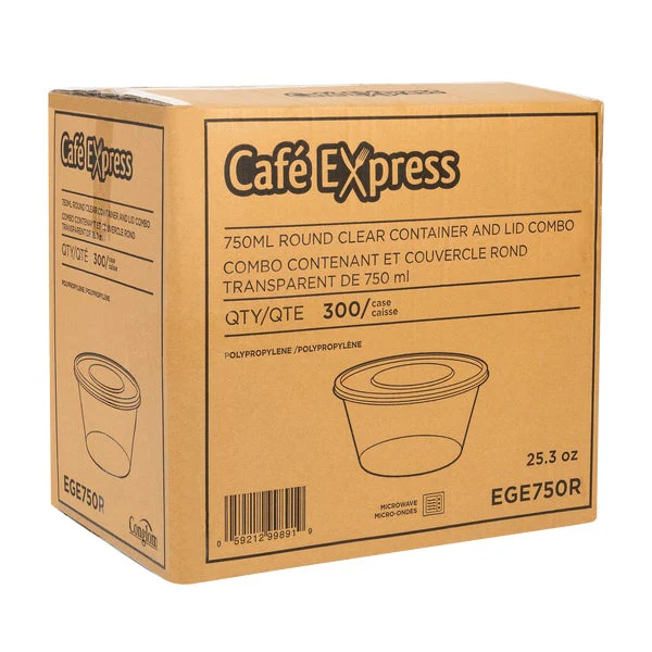 Café Express 25-oz Round Containers with Lids - Pack of 300  - Disposables, Restaurant Packaging and Take-Out Supplies - Canadian Distribution - Ships Free Within Canada on Orders Above CAD $199 - Image 2