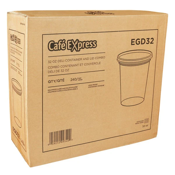Café Express 32-oz Deli Containers with Lids - Pack of 240  - Disposables, Restaurant Packaging and Take-Out Supplies - Canadian Distribution - Ships Free Within Canada on Orders Above CAD $199 - Image 2