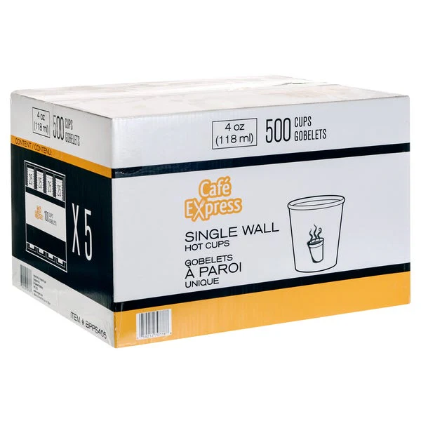 Café Express 4-oz Single Wall White Hot Cups - 5 packs of 100  - Disposables, Restaurant Packaging and Take-Out Supplies - Canadian Distribution - Ships Free Within Canada on Orders Above CAD $199 - Image 4