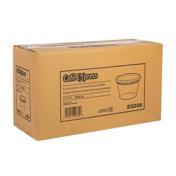 Café Express Deli Containers with Lids237 mL (8 oz) - Pack of 240  - Disposables, Restaurant Packaging and Take-Out Supplies - Canadian Distribution - Ships Free Within Canada on Orders Above CAD $199 - Image 3