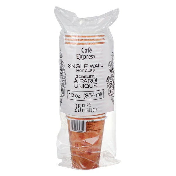 Café Express Single Wall 12-oz Hot Cups - 5 packs of 100  - Disposables, Restaurant Packaging and Take-Out Supplies - Canadian Distribution - Ships Free Within Canada on Orders Above CAD $199 - Image 2