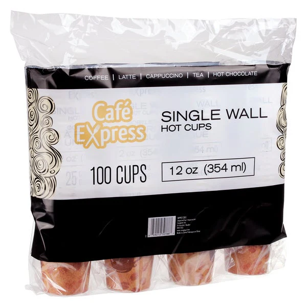 Café Express Single Wall 12-oz Hot Cups - 5 packs of 100  - Disposables, Restaurant Packaging and Take-Out Supplies - Canadian Distribution - Ships Free Within Canada on Orders Above CAD $199 - Image 3