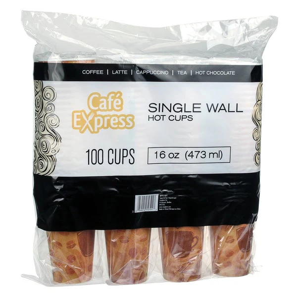 Café Express Single Wall 16-oz Hot Cups - 5 packs of 100  - Disposables, Restaurant Packaging and Take-Out Supplies - Canadian Distribution - Ships Free Within Canada on Orders Above CAD $199 - Image 3
