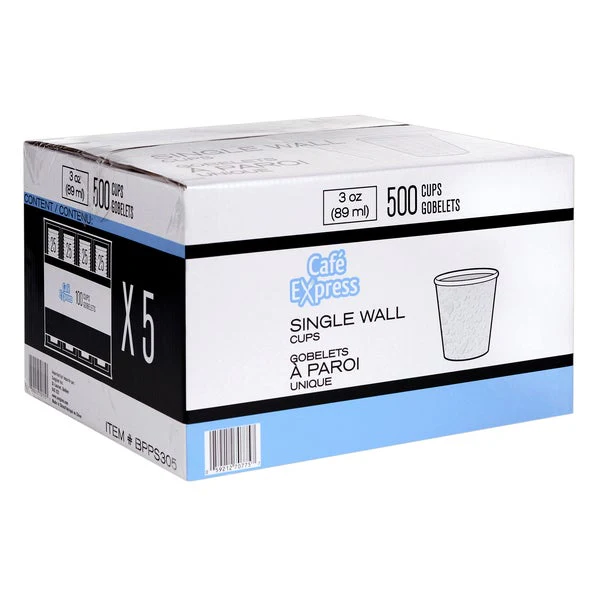 Café Express Single Wall 3-oz Water Cups - 5 packs of 100  - Disposables, Restaurant Packaging and Take-Out Supplies - Canadian Distribution - Ships Free Within Canada on Orders Above CAD $199 - Image 3