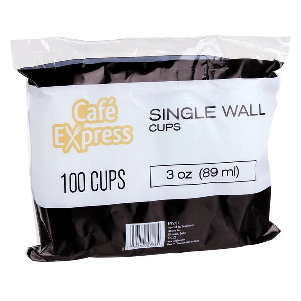 Café Express Single Wall 3-oz Water Cups - 5 packs of 100  - Disposables, Restaurant Packaging and Take-Out Supplies - Canadian Distribution - Ships Free Within Canada on Orders Above CAD $199 - Image 4