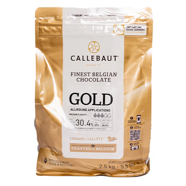 CALLEBAUT - Gold White Chocolate Callets Caramel Taste - Couvertures - 2.5KG Bag - Case of 4 x 2.5KG - Barry Callebaut Canadian Distribution - Ships Free Within Canada on Orders Above CAD $199 - Image 5