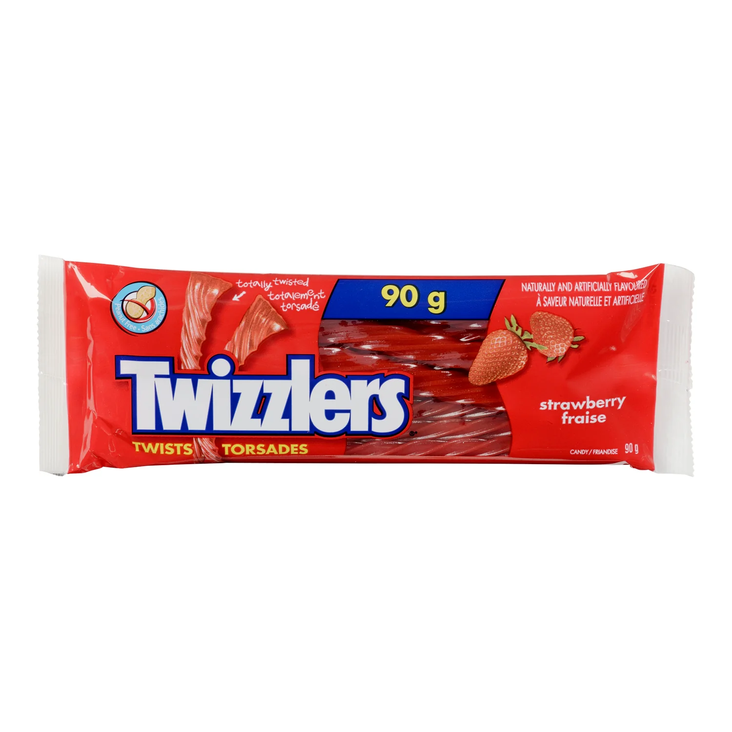 Candy Strawberry Twizzler - 192 x 90 g (Case = 24 x 90 g) - Twizzler - Restaurant and Foodservice Ingredients - Canadian Distribution - Ships Free Within Canada on Orders Above CAD $199