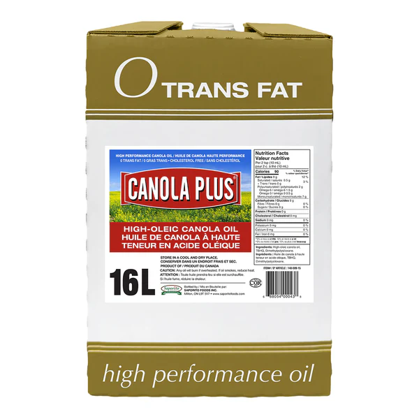 Canola Plus High Oleic Canola Oil - 4 x 16L - Grocery and Food Items - Canadian Distribution - Ships Free Within Canada on Orders Above CAD $199