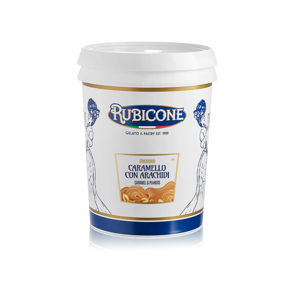 "PRE-ORDER" Caramel and Peanuts Spreadable Filling Cream - Cremino Caramel and Peanuts - 5 KG Bucket - Rubicone Canada - Ships Free Within Canada on Orders Above CAD $199