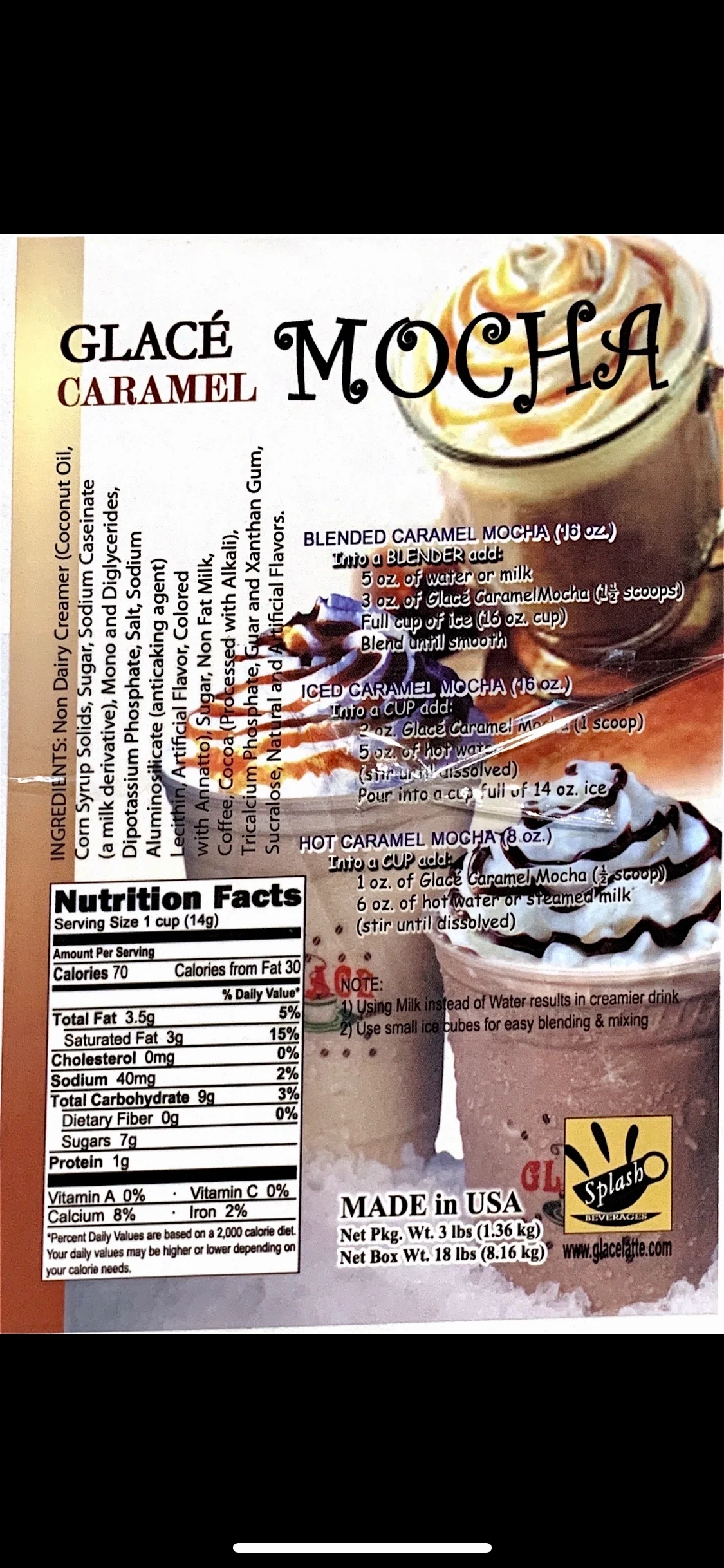 Caramel Mocha 4 in 1 Bubble Tea / Latte and Frappe Mix  - Ships Free Within Canada on Orders Above CAD $199 - Image 2