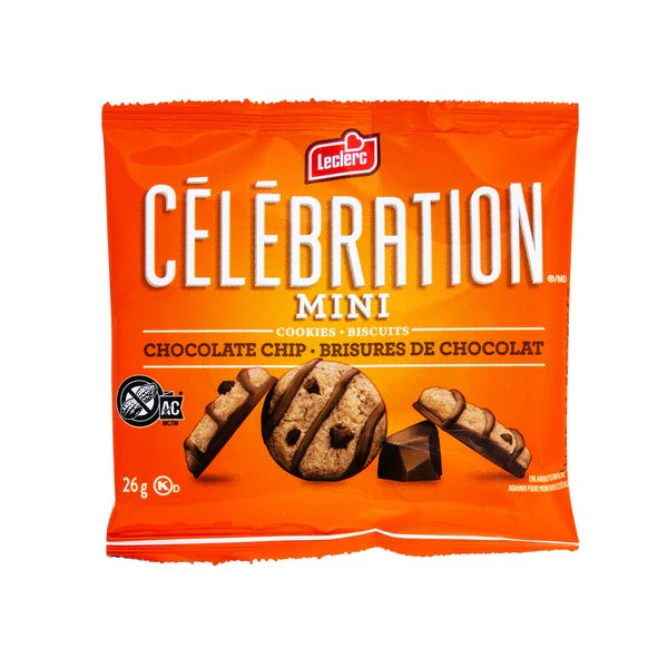 Celebration Mini Chocolate Chip Cookies - 120 x Packs - Leclerc - Canadian Distribution - Ships Free Within Canada on Orders Above CAD $199