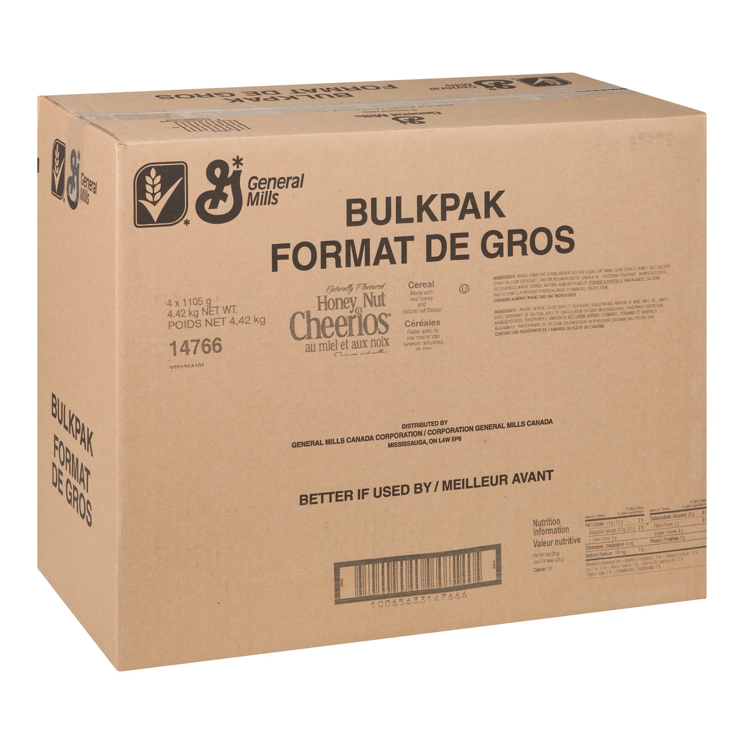 Cereal Cheerio Honey Nut - 4 x 1105 g - General Mills - Restaurant and Foodservice Ingredients - Canadian Distribution - Ships Free Within Canada on Orders Above CAD $199 - Image 2