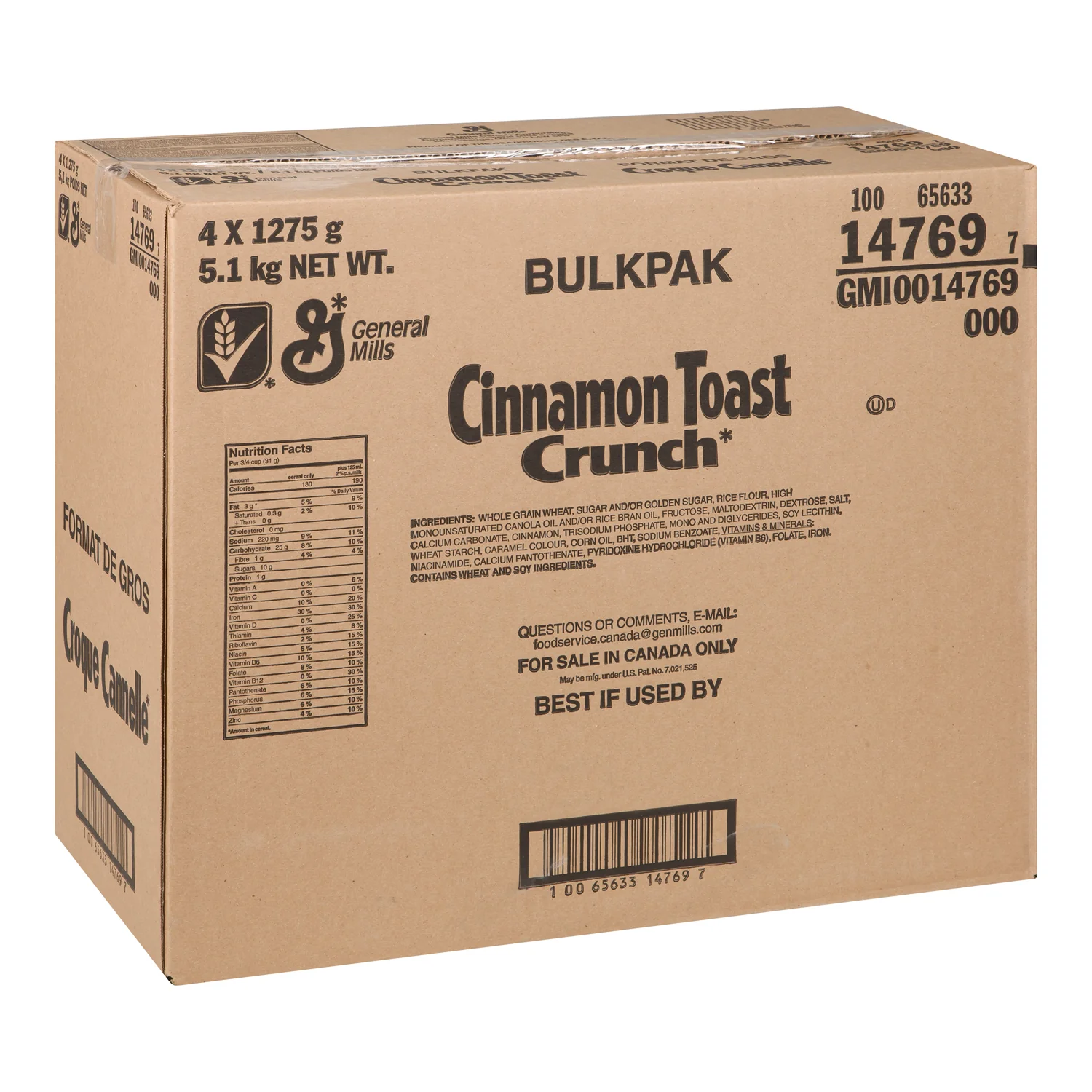 Cereal Cinnamon Toast Crunch - 4 x 1275 g - General Mills - Restaurant and Foodservice Ingredients - Canadian Distribution - Ships Free Within Canada on Orders Above CAD $199 - Image 3
