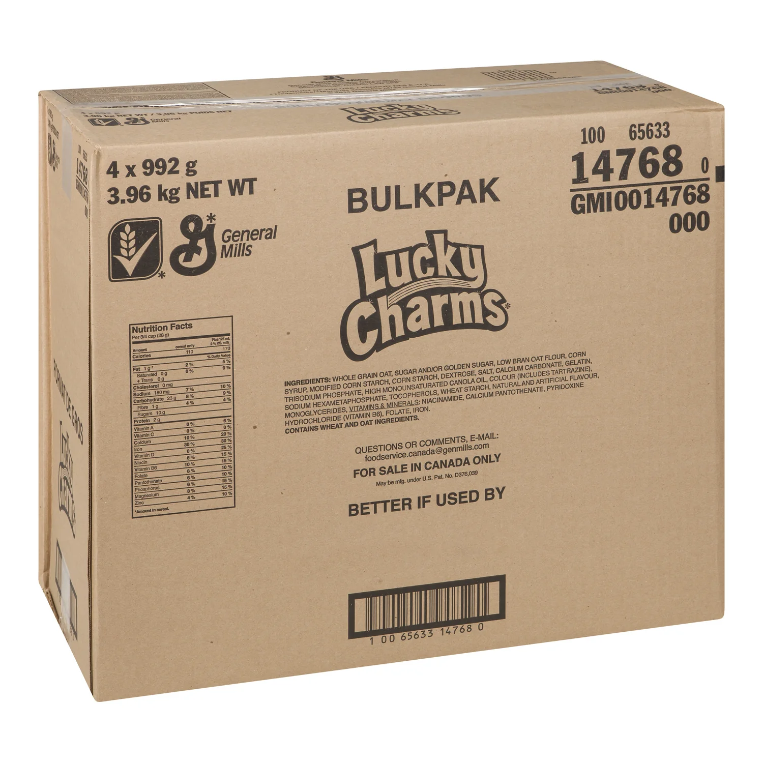 Cereal Lucky Charms - 4 x 992 g - General Mills - Restaurant and Foodservice Ingredients - Canadian Distribution - Ships Free Within Canada on Orders Above CAD $199 - Image 2
