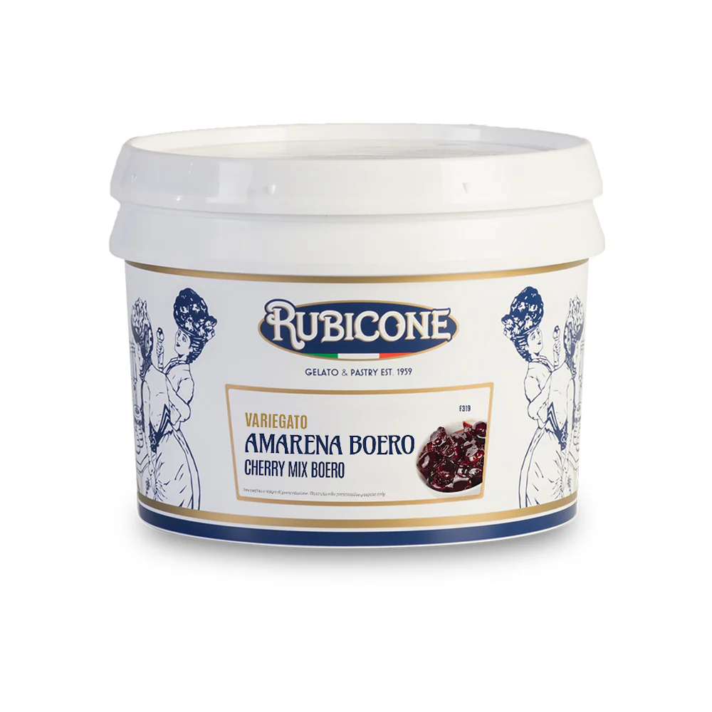 "PRE-ORDER" Cherry Mix (Whole and in Pieces) Sundae Dessert Topping - Case of 2 x 3 KG Buckets - Cherrymix Boero Variegate - Rubicone Canada - Ships Free Within Canada on Orders Above CAD $199 - Image 2