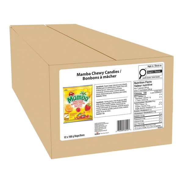 Chewy Candies - 48 x 150 g - Mamba - Canadian Distribution - Ships Free Within Canada on Orders Above CAD $199