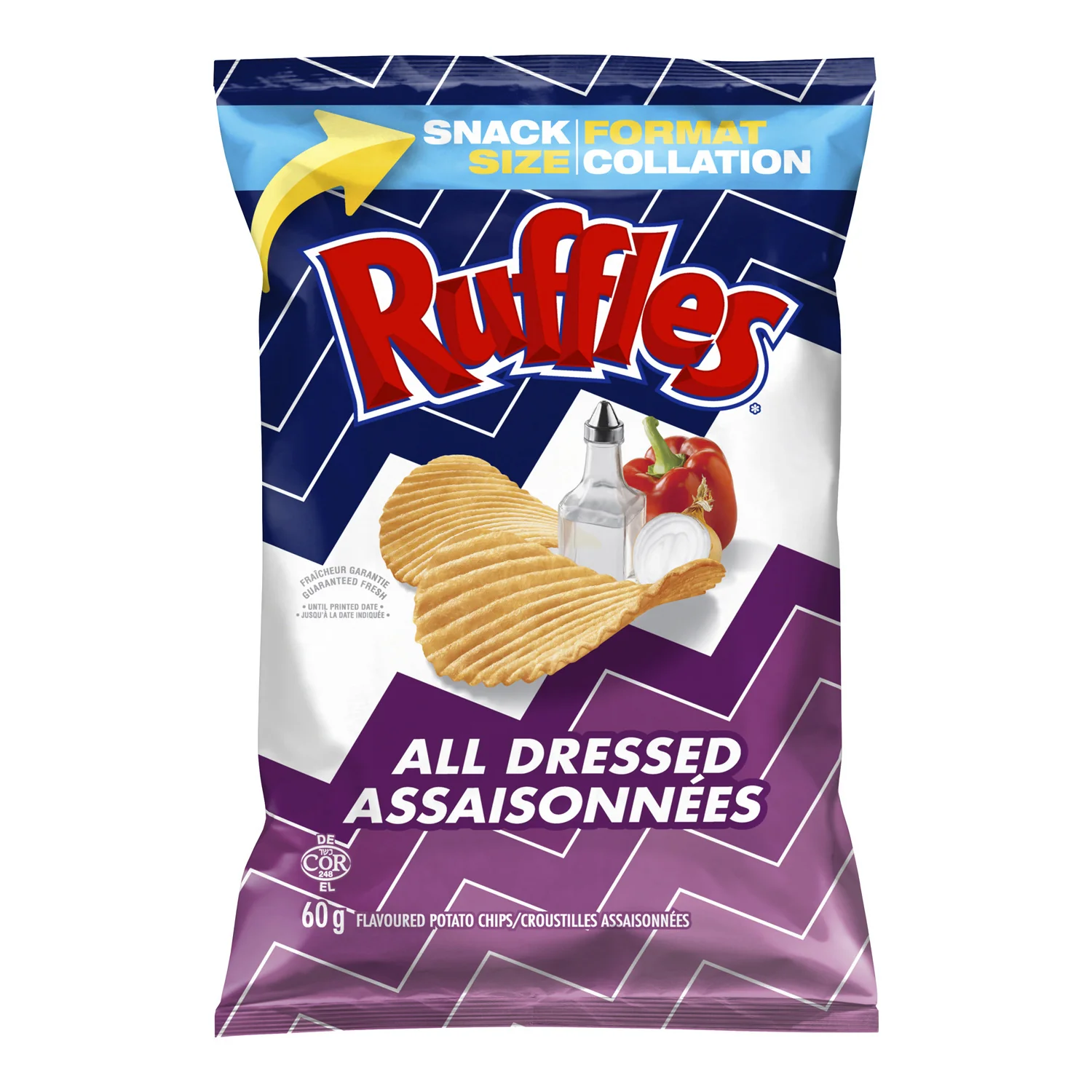 Chip Potato All Dressed - 36 x 60 g - Ruffles - Restaurant and Foodservice Ingredients - Canadian Distribution - Ships Free Within Canada on Orders Above CAD $199