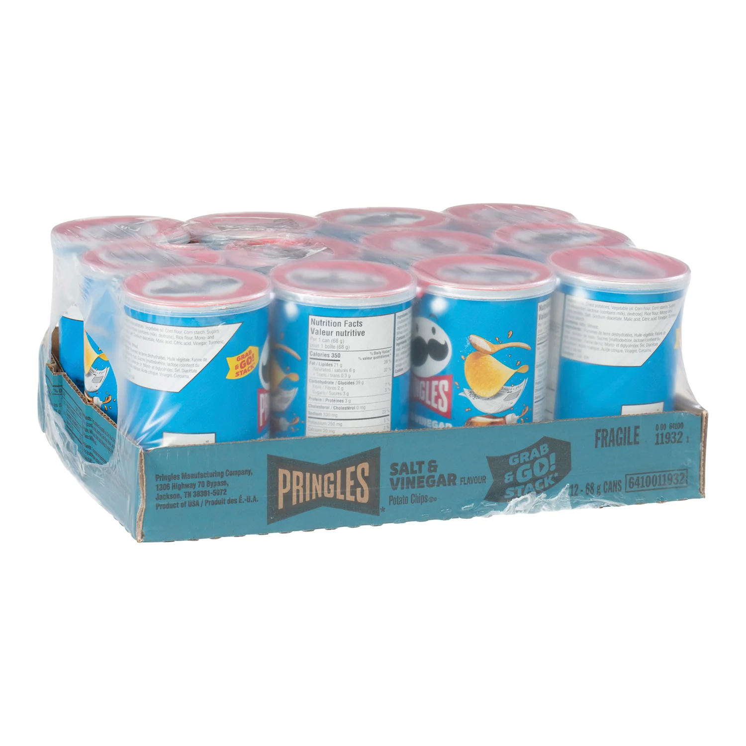 Chip Potato Salt & Vinegar Pringles - 12 x 68 g - Pringle - Restaurant and Foodservice Ingredients - Canadian Distribution - Ships Free Within Canada on Orders Above CAD $199 - Image 2