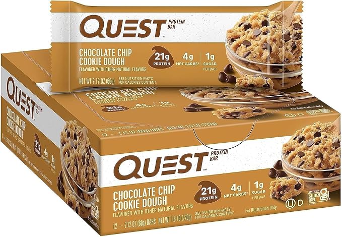 Chocolate Chip Cookie Dough Flavour Protein Bar - 12 x 21g - Quest Nutrition Canada - Ships Free Within Canada on Orders Above CAD $199