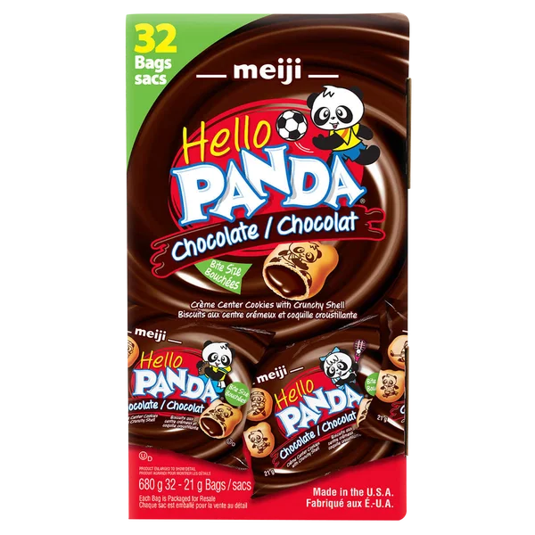 Chocolate Crème Filled Cookies - 128 × 21 g - Hello Panda - Canadian Distribution - Ships Free Within Canada on Orders Above CAD $199