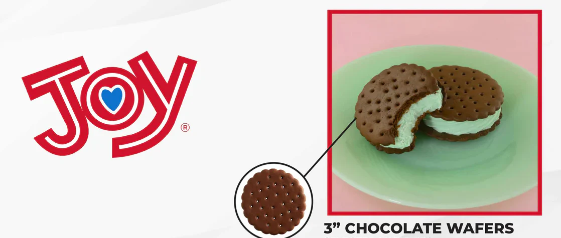 Chocolate Scalloped Round Wafer 3" - RB127FS | Joy Cone Co. | 810 Count Per Case | Ice Cream Sandwich Making |  Distributor Canada | Ships Free Within Canada on Orders Above CAD $199 - Image 2