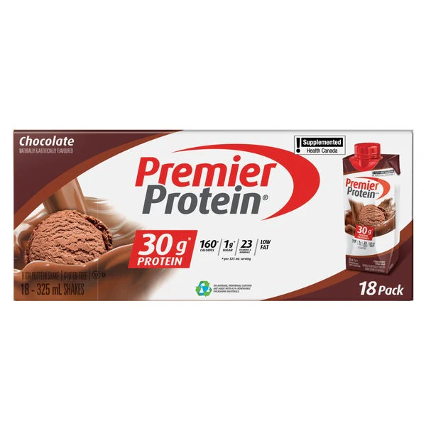 Chocolate Shake - 18 × 325 mL - Premier Protein - Health and Wellness - Canadian Distribution - Ships Free Within Canada on Orders Above CAD $199