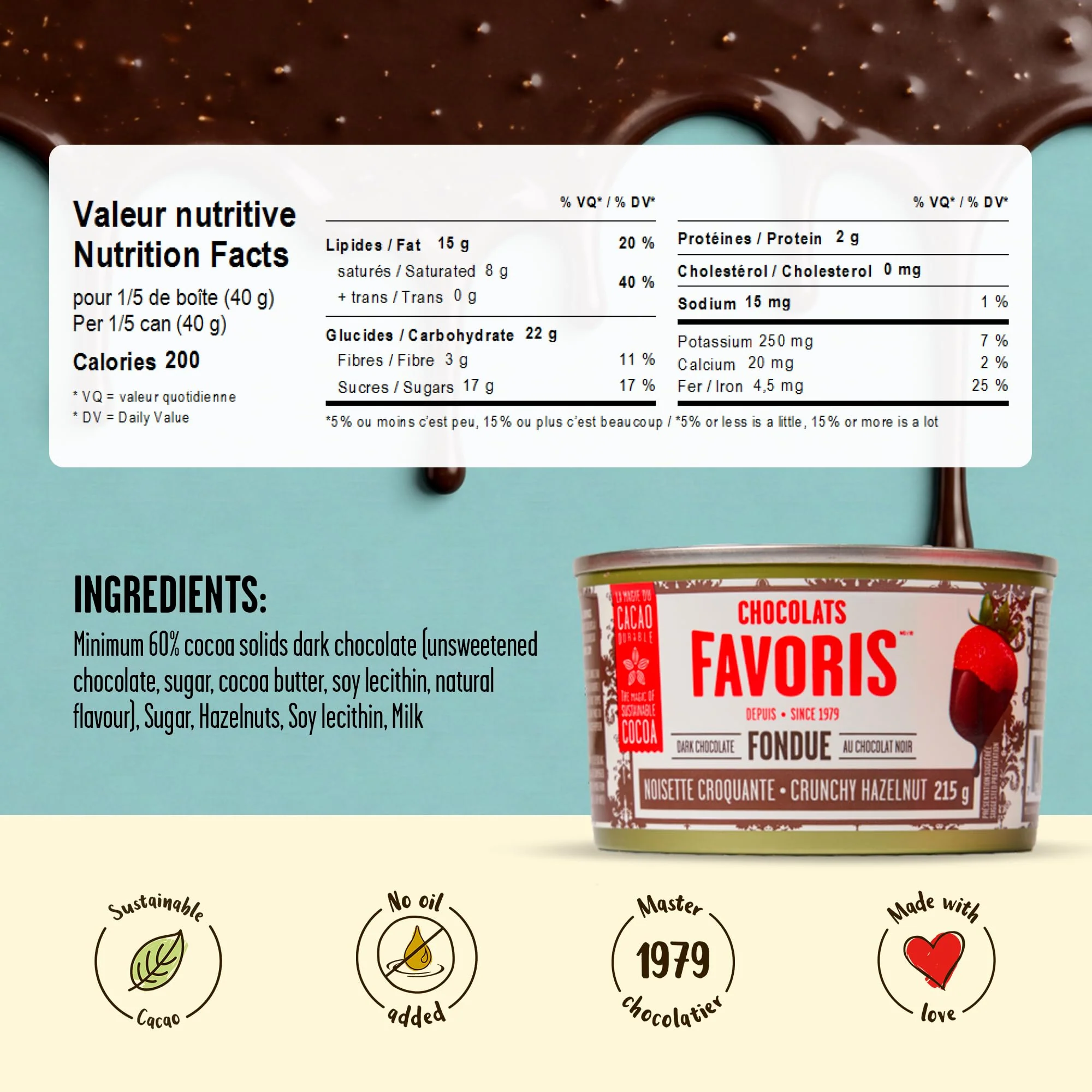 Chocolats Favoris Small Chocolate Fondue (2 x 215 g) – Ready in 15 Minutes - Canadian Distribution - Ships Free Within Canada on Orders Above CAD $199 - Image 8