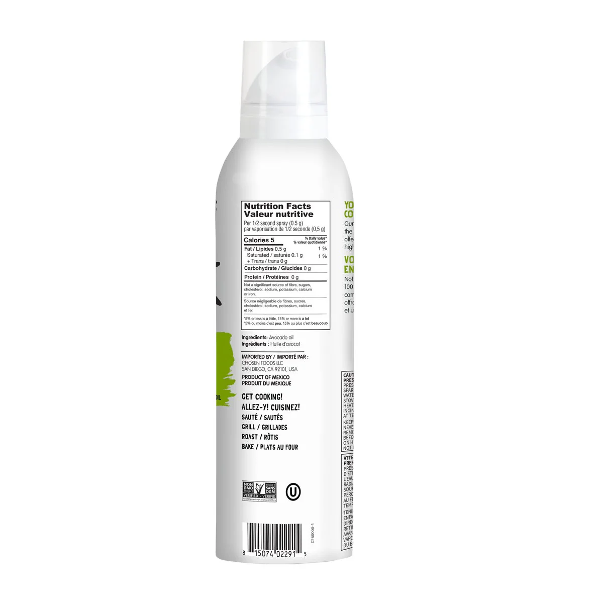 Chosen Foods 100% Avocado Oil Spray - 8 × 383 g - Grocery and Food Items - Canadian Distribution - Ships Free Within Canada on Orders Above CAD $199 - Image 3
