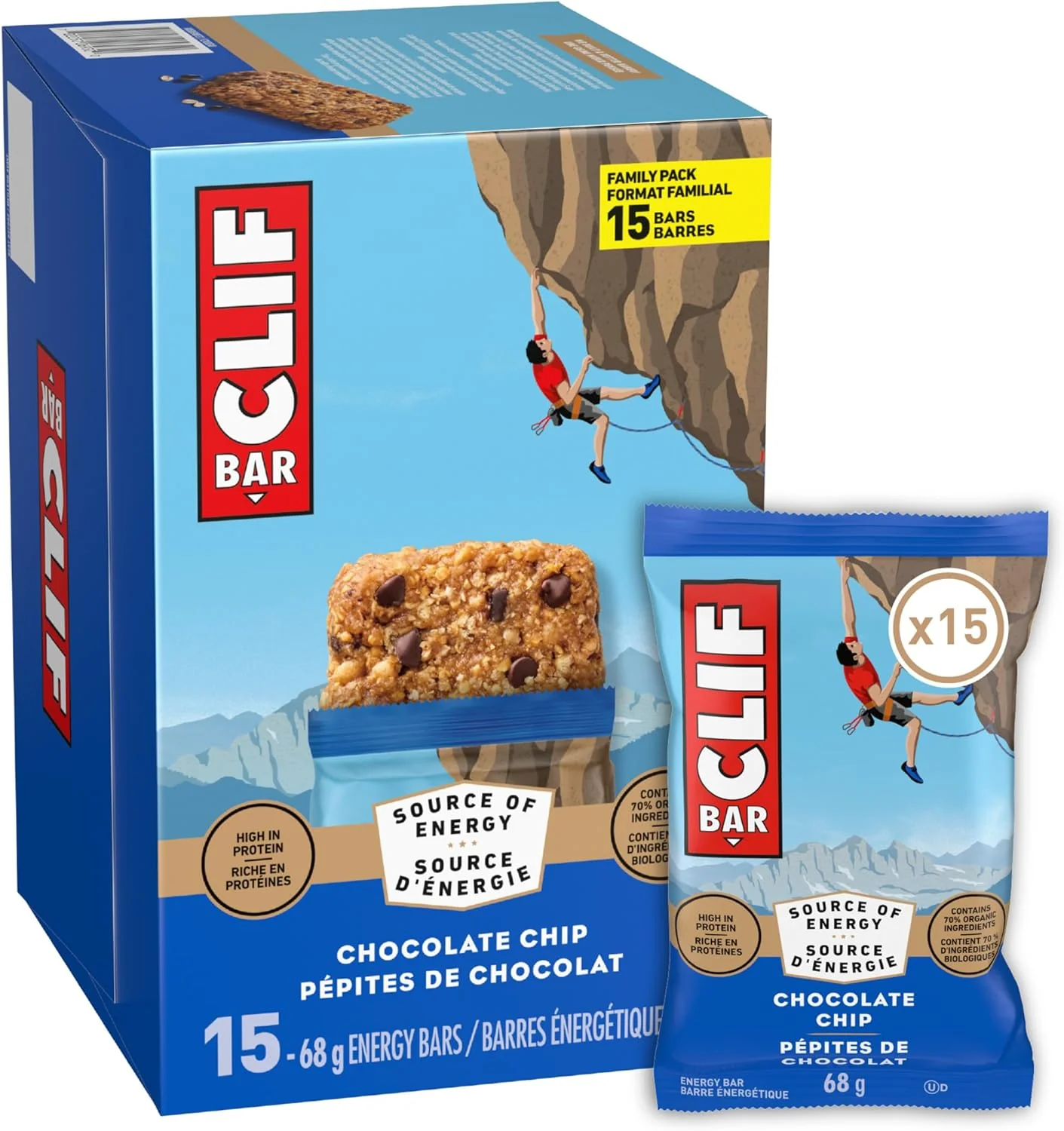 Clif Bar – Energy Bars – Chocolate Chip – 15 Pack (1.02 kg) – Ships Free Within Canada on Orders Above CAD $199