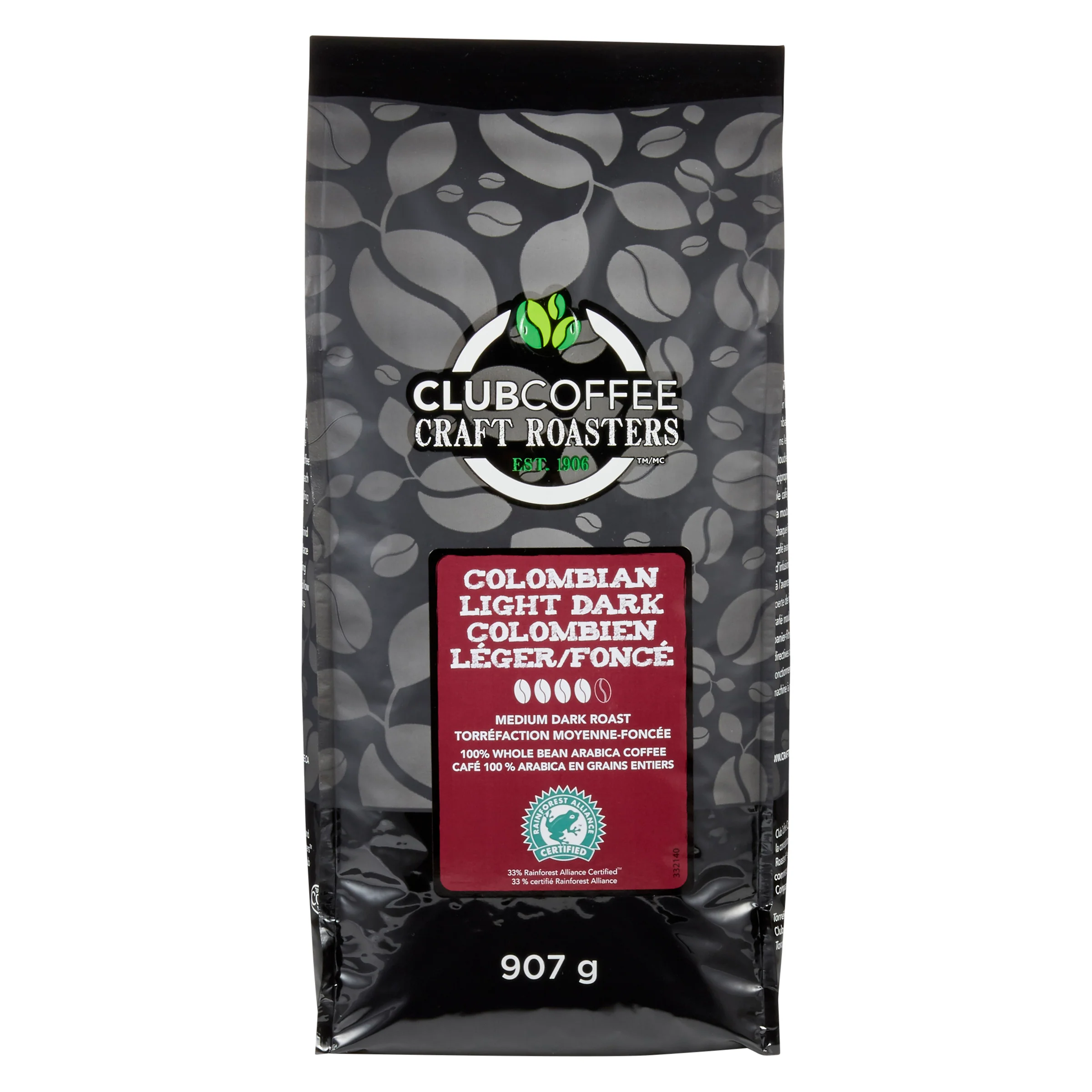 Club Coffee Craft Roasters | 100% Colombian | Light Dark Whole Bean Coffee | Case of 8 x 2 Pound Bags - Ships Free Within Canada on Orders Above CAD $199