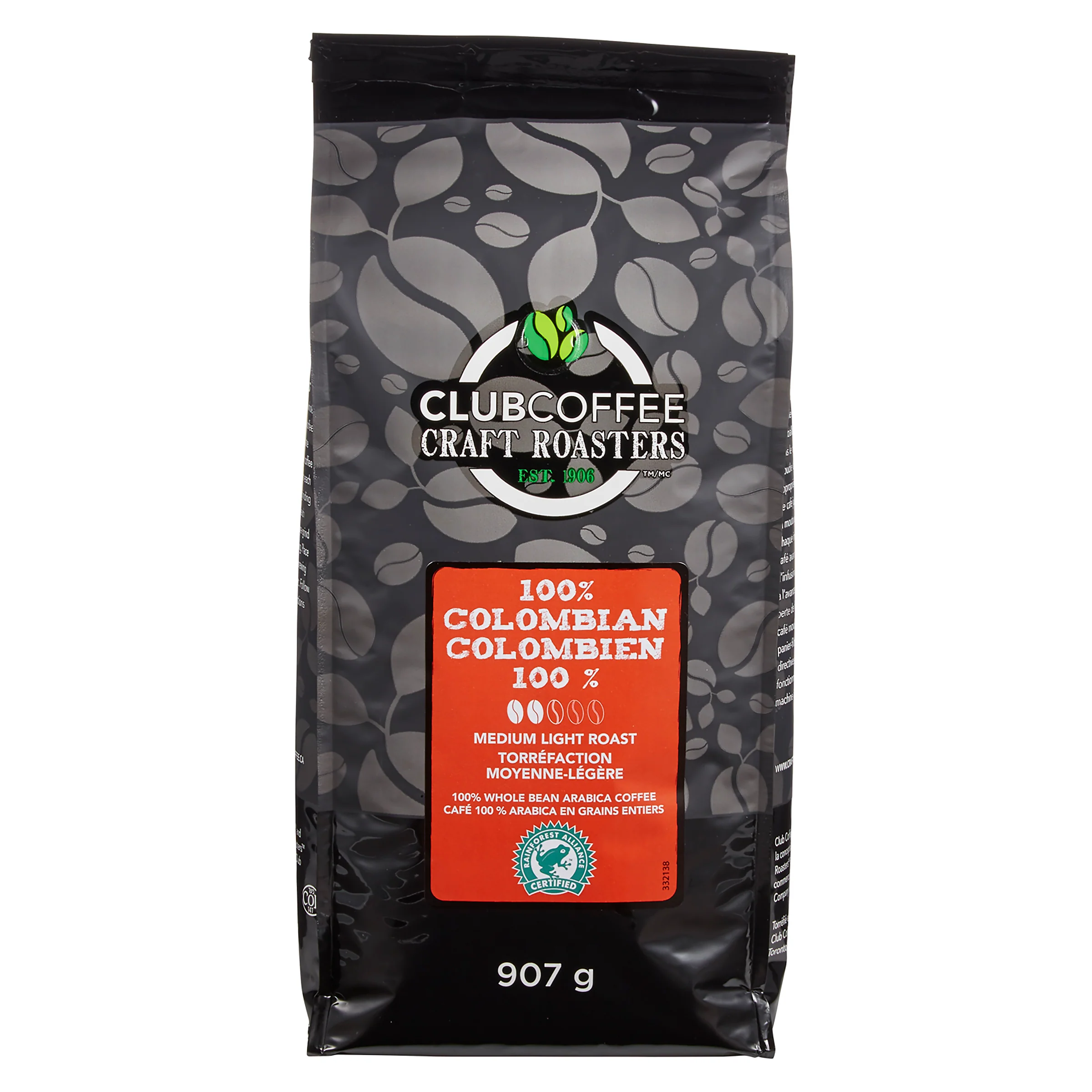 Club Coffee Craft Roasters | 100% Colombian - Whole Bean Bag - Case of 8 x 2 LB Bags - Ships Free Within Canada on Orders Above CAD $199